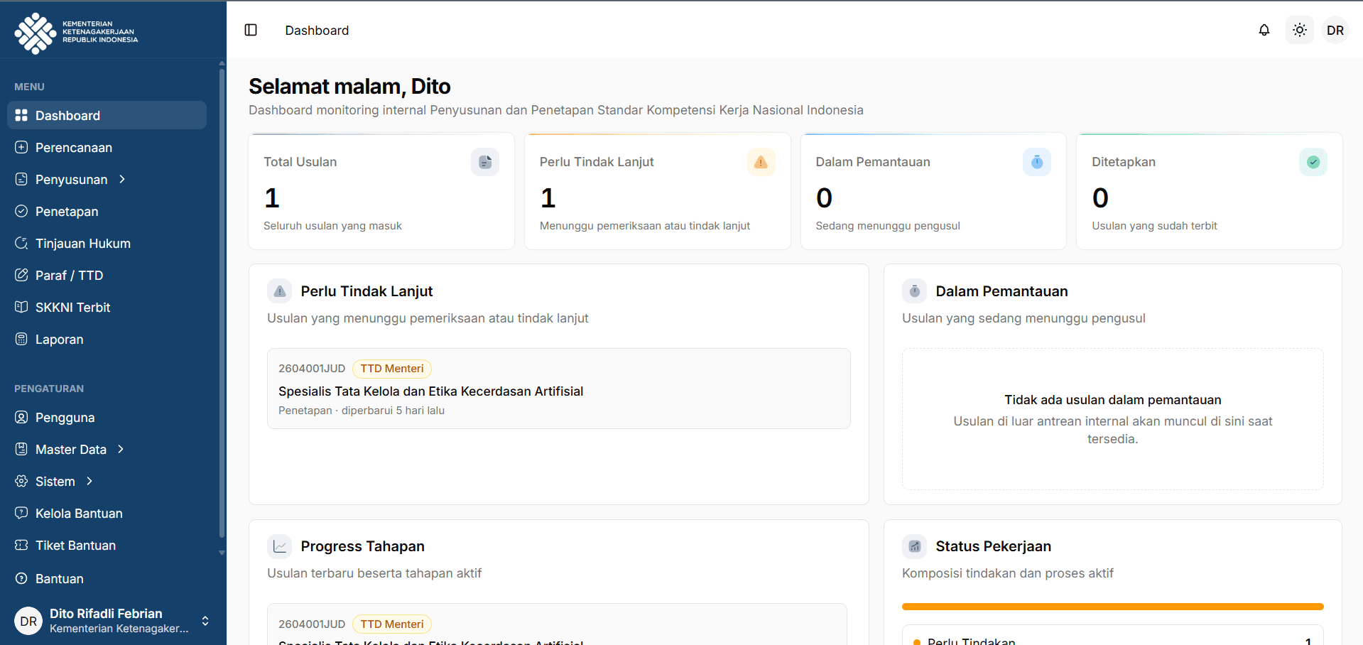 SKKNI admin dashboard preview